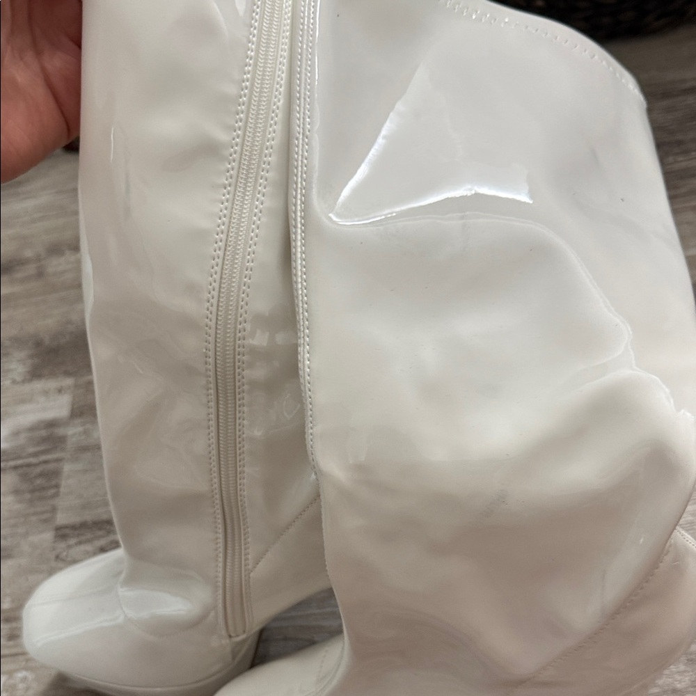 Fashion Nova White Heeled Boots - Picture 2 of 7